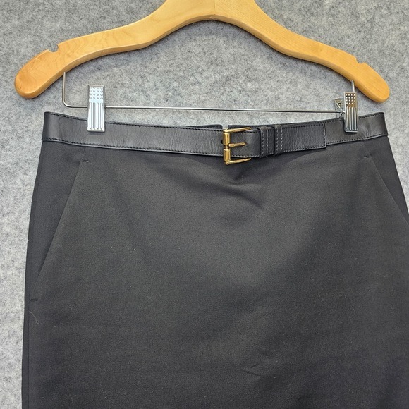 GUCCI Skirt Leather Belt Buckle Women 42 Small Black Mini Pencil LuxuryITALY - Picture 12 of 16